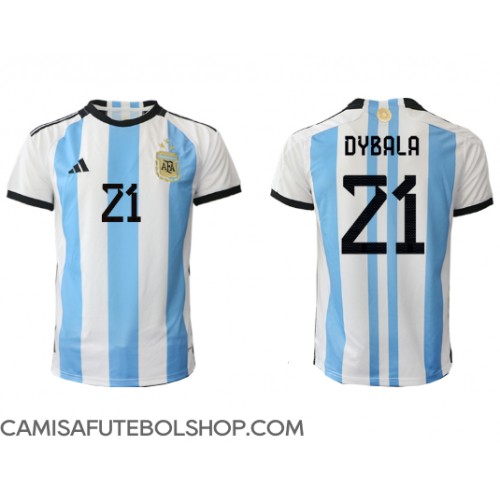 Camisa de time de futebol Argentina Paulo Dybala #21 Replicas 1º Equipamento Mundo 2022 Manga Curta